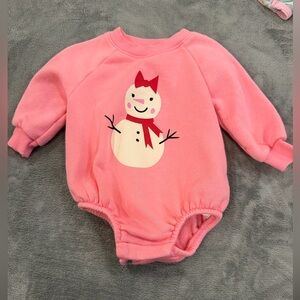Old Navy Pink Snowman Bodysuit
